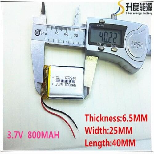 3.7V lithium polymer battery 6.5*2540 652540 800mAh MP3 MP4 GPS Bluetooth 6.5*25*40mm lithium battery small stereo bluetooth GPS