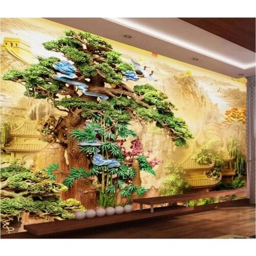 3d wall paper custom photo Fine Chinese Wood Carving Pine Palace background home decor 3d wall murals wallpaper for walls 3 d