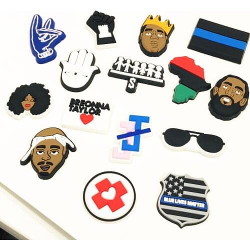 50PCS Designer Black Lives Matter PVC Shoe Charms Black Girl Magic Shoe Accessories Buckle Decorations DIY Wristbands Shoes