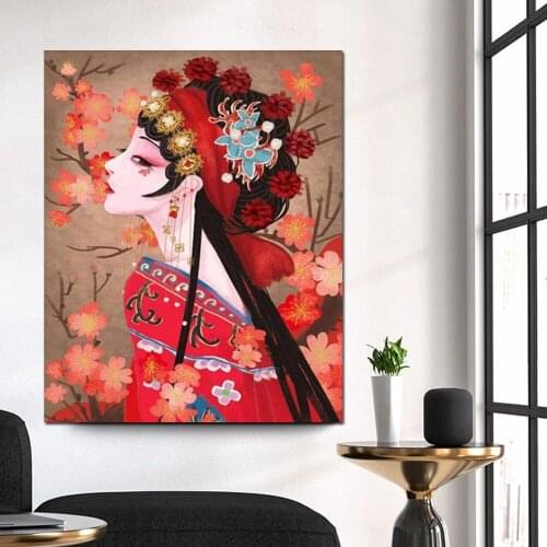 5D Diamond Painting with Tools Diamond Embroidery Cross Stitch DIY Peking Opera Figure Full Drill Rhinestone Wall Arts gift