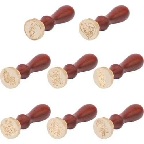 Antique Flower Pattern Wax Seal Stamp Wood Handle Paint Seal Wax Seal Stamp for Wedding Invitations Decorative Stamp