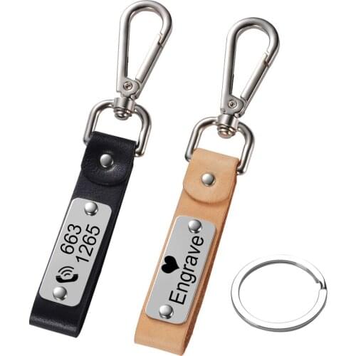 Custom Lettering Keyring Keychain Leather Mens Key Chains Holder For Car Engrave Name Customized Logo Personalized Gift