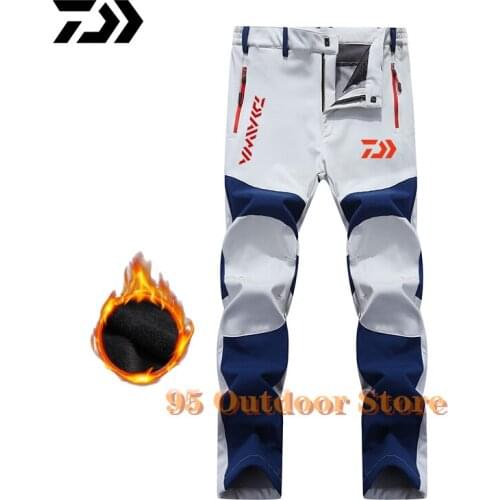 Daiwa Men Hot Season Hiking Trekking Fishing Camping Climb Run Trousers Plus Velvet Waterproof Keep Warm Outdoor Fishing Pants