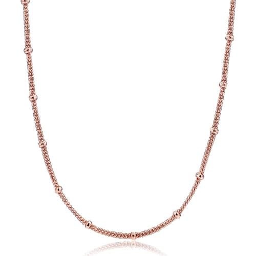 Shine Beaded Necklace Chain For Beads & Charms 925 Sterling Silver Jewelry Necklace Fashion Female Necklace For Pendant