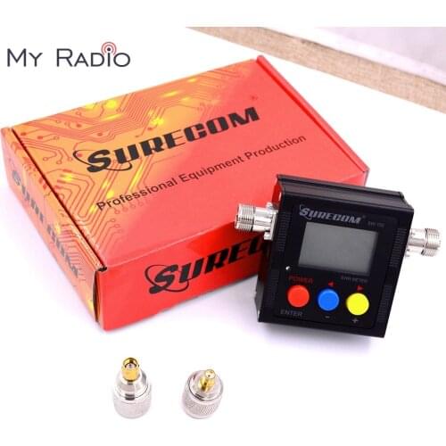 SURECOM SW-102 Digital Power & SWR & Frequency Counter for ham Radio Scanner SO239 Connector & 2 Connector adapter Tester Meter