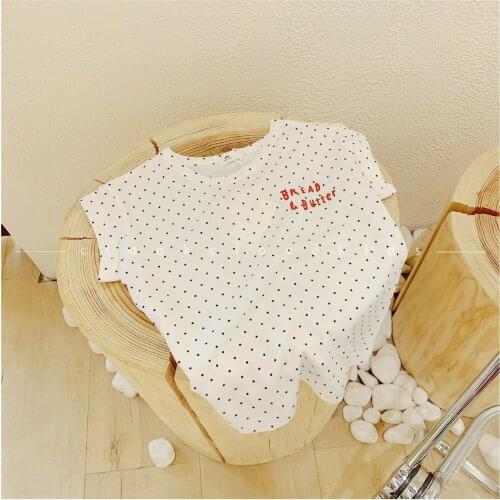 Kids Clothing Summer New Toddler Boys Girls Casual Cotton T Shirt Childrens Dot Print Cute Tshirt Baby Soft Short Sleeve Tops