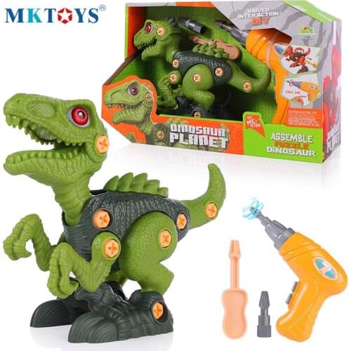 MKTOYS Dinosaur Toys Kid Building Block with Screwdriver Drill Velociraptor T-Rex Triceratops Dinosaurios de Juguete Constructor