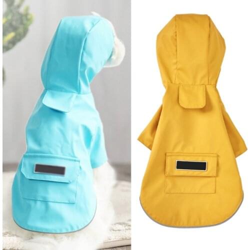 Pet Dog Raincoat Waterproof Jackets Safety Reflective Strip Portable Hooded Cloak Rain Coat Teddy Dog Outdoor Clothes