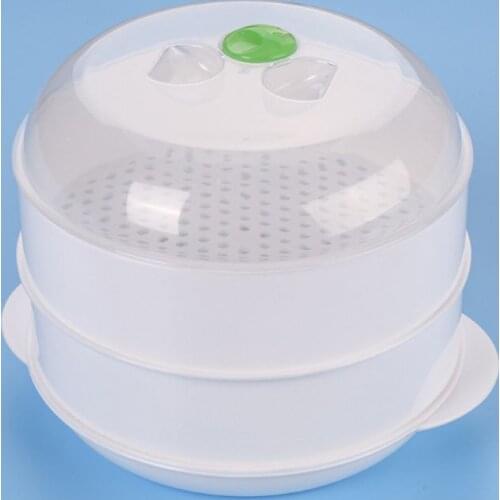 M17D Double plastic steamer microwave oven round steamer