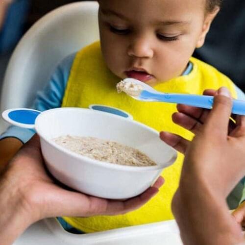 Baby Silicone Spoon Double Set Newborn Silicone Training Storage Set Box Soft With Feeding Spoon F1O5