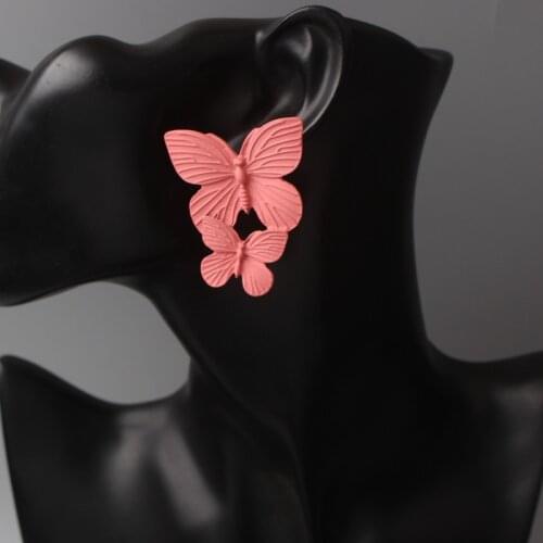 European And American Ins Style Fashion Exaggerated Popular Jewelry Solid Color Alloy Spray Paint Multicolor Butterfly 2021