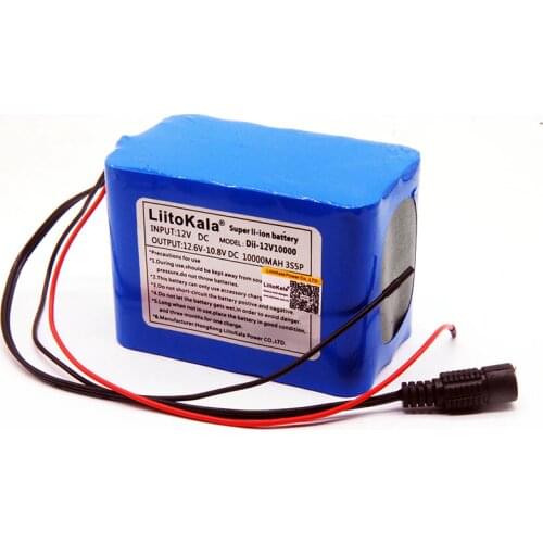 HK LiitoKala 100% New Protection Large capacity 12 V 10Ah 18650 lithium Rechargeable battery pack 12v 10000 mAh capacity