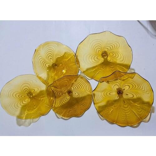 Art Decor 100% Mouth Blown Modern Decorative Glass Wall Plates Hotel Decorative Blown Glass Wall Art Plates