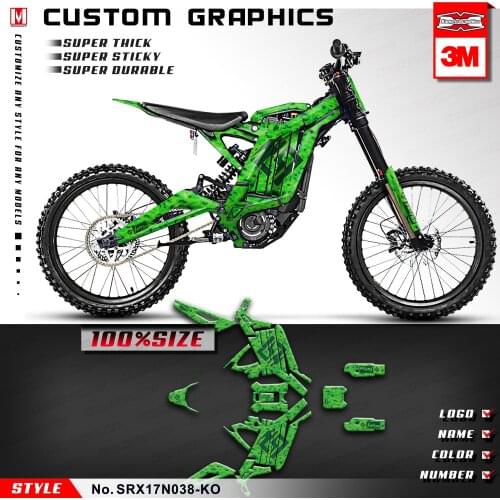 KUNGFU GRAPHICS Personalized Stickers Self Adhesives for Sur-Ron Light Bee X S Electric Bike Style No. SRX17N038-KO, Green