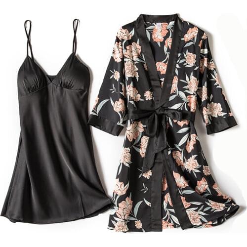 Sleep tops robe sets underwear women pijamas sexy lingerie lenceria sexi para mujer dormir tops Two Pieces Sleepwear pajamas