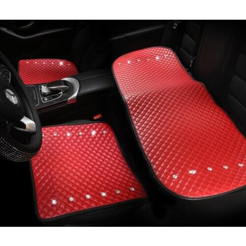 Leather Car Seat Cover Diamond Rhinestone Auto Seat Cushion Interior Accessories Universal Size Seats Covers Car Styling
