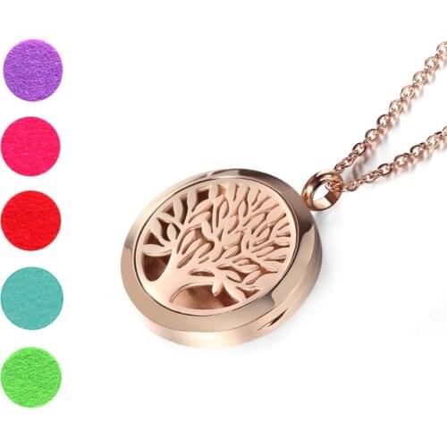 Top Sale Fashion Tree of Life 20mm/25mm/30mm Perfume Locket 316L Stainless Steel Essential Oil Diffuser Locket Pendant Necklace
