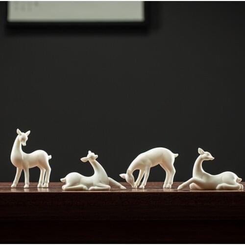 Mini trumpet ceramic ornaments animal deer white porcelain handicrafts Zen flower pots gardening accessories ornaments