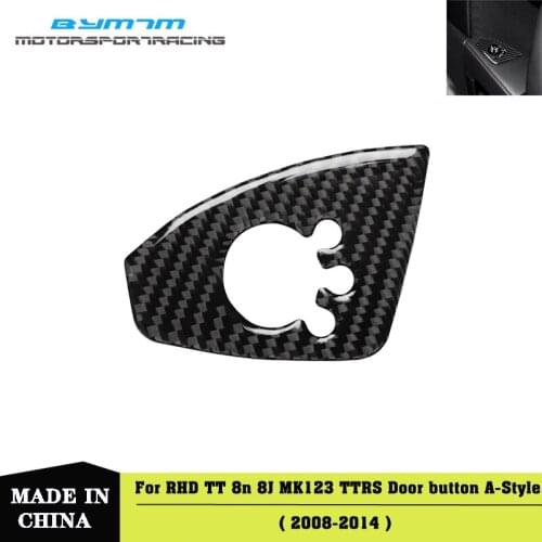 A-Style RHD Real Carbon fiber Door button Sticker Auto interior Car accessories For Audi TT 8N 8J MK123 TTRS