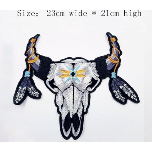 Deer head embroidery patch 23cm wide Free shipping iron on sew on full back emblemas/bolsos bordados/ribbons/diy bordado