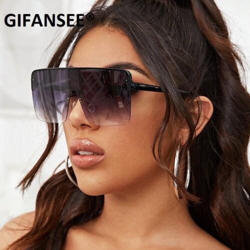 Oversized Rimless Sunglasses Women 2021 Retro Vintage For Men Square Sun Glasses Luxury Brand Eyewear Oculos Female Big Shades