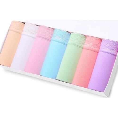 ZJX 7Pcs/lot Mix Color Sexy Women Cotton Panties Lovely Girl Briefs Plus Size XXL Week Day Underwear Breathable Panties Women
