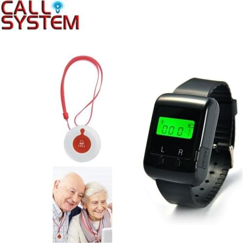 Caregiver Pager Wireless Nurse Calling System Emergency Caller for Elder Patient Pendant Nursing Home 1 wrist pager 1 button