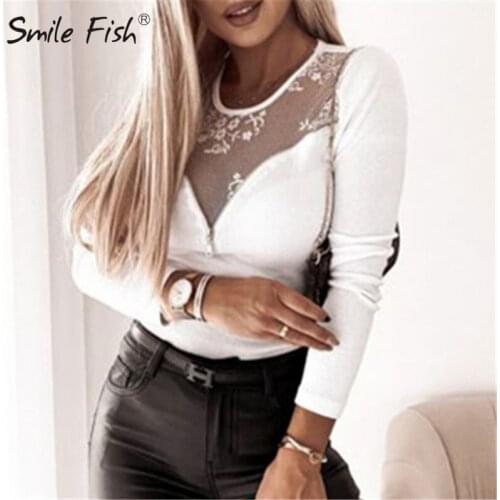 SMILE FISH Openwork Blouses