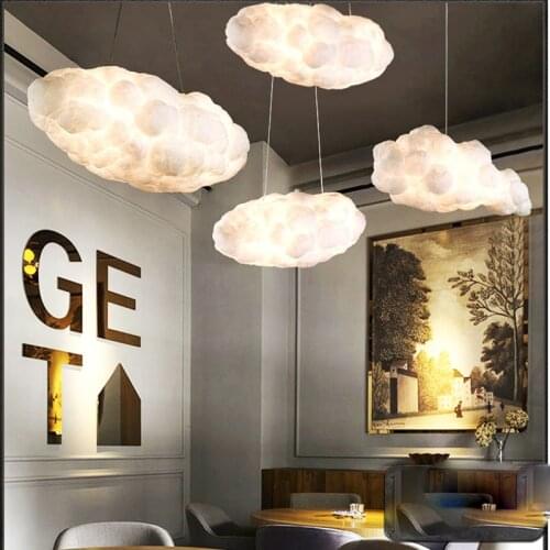 Modern Clouds Pendant Light Romantic White Silk Cotton Soft Floating Hanging Light Living Room Bedroom Home Decor Luminaires