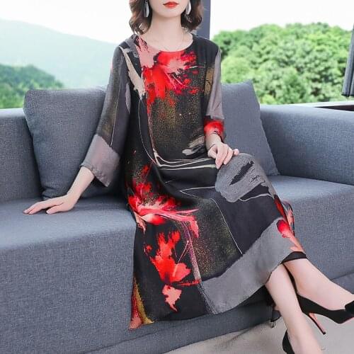 Special Direct Sales 2020 summer new casual loose large size chiffon dress middle-aged was thin printed dress lengthened