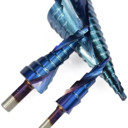 Metal Drill 4-12/20/32mm Step Drill Bit Triangle Handle Spiral Flute HSS Blue Nano Coated Mini Drill Bit Tool Set Hole Cutter
