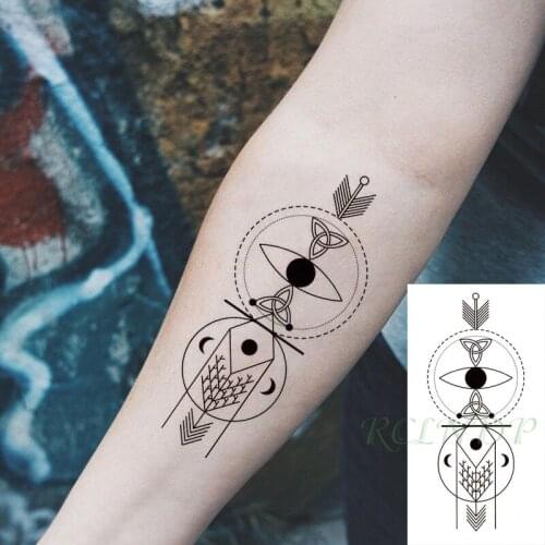 Waterproof Temporary Tattoo Sticker Black Eye Lunar Moon Arrow Geometric Tatto Flash Tatoo Fake Tattoos Art for Men Women