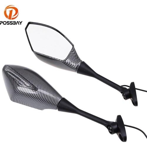 POSSBAY Motorcycle Rearview Mirror LED Turn Signals Integrated Mirrors For Honda CBR600RR 2003-2008 CBR1000RR 2004-2008