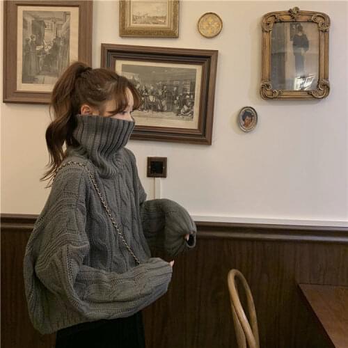 Woman Sweaters Turtleneck Sweater 2020 Autumn Winter Retro Pullover Sweater Top Femme Chandails Pull Hiver