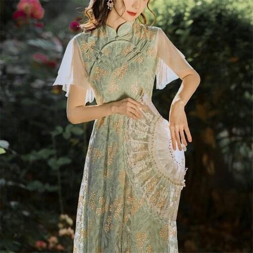 Cheongsam Chinese Traditional Clothing Women Retro Elegant Embroidery Long Dresses Floral Party Outfit Female Wedding Dress