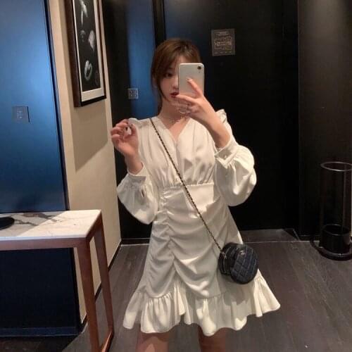 Woman Dress Summer White Dress Autumn New V-neck A- line Skirt Vestido De Mujer