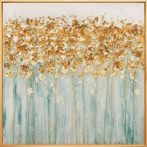 Hand painted gold Oil painting Gold Leaf Modern Minimalist American Luxury Atmosphere Light Entrance for Living Room decoration