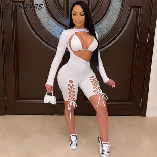 ZOOEFFBB Plus Size 2 Piece Set Women Tracksuit Sweat Suits Crop Top and Lace Up Playsuit Biker Shorts Club Outfits Matching Sets
