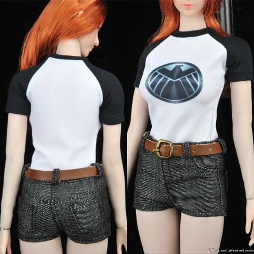 ZYTOYS ZY5036 1/6 Female Shirt Short Jeans Belt Clothes Set for 12 Inches TBL Ph Action Figures Clothes