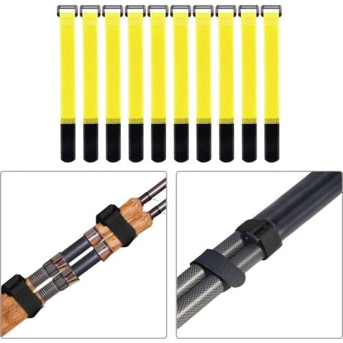 10pcs Reusable Fishing Rod Tie Holder Strap Suspenders Fastener Hook Loop Cable Cord Ties Belt Fishing Tackle Tool