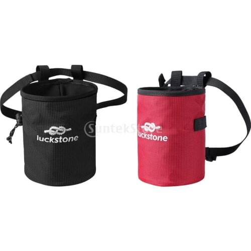 2pcs Black & Red Large Rock Climbers Chalk Bag with Adjustable Belt for Outdoor Climbing Gymnastics Weight Lifting Bouldering