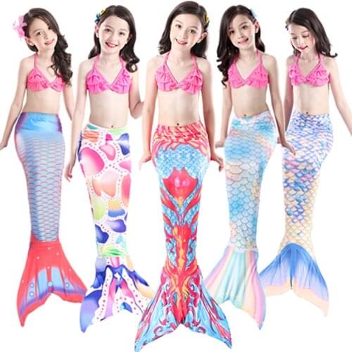 2021 Summer Kids Mermaid Bikini and Mermaid Tail Mermaid Swimsuit for Girls Kids Baby Girl Vacation Swimsuit Cosplay Costume