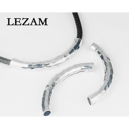 5pcs Tone Long Bent Tube Spacer Jewelry For 7mm Round Leather Cord Diy Bracelet Necklace Jewelry Findings Accessories