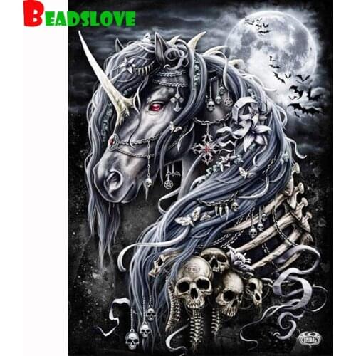 5d Diy Diamond Painting Skull unicorn Diamond Mosaic Embroidery Cross Stitch Kit Full Set g178