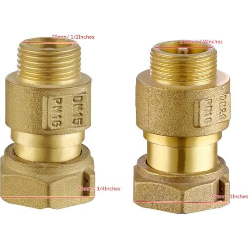Areyourshop 1/2" 3/4" In-Line Check Valve Brass Spring Loaded Inline For Water Meter
