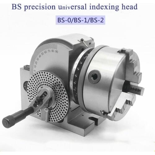 BS-0 Precision Dividing Head Tailstock 100mm 3-Jaw Lathe Chuck & Milling Universal Dividing Head for CNC Milling Machine