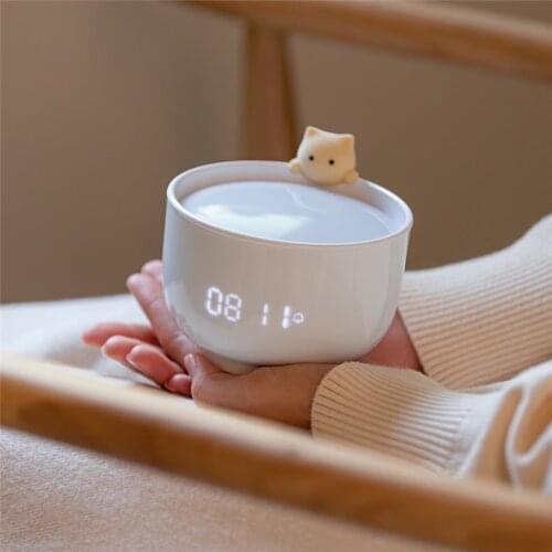 3Life Alarm Clock Cute Cat LED Night Light Rechargeable Easy Set Up Time Lamp Teacup Nightlight Baby Feeding Lamp