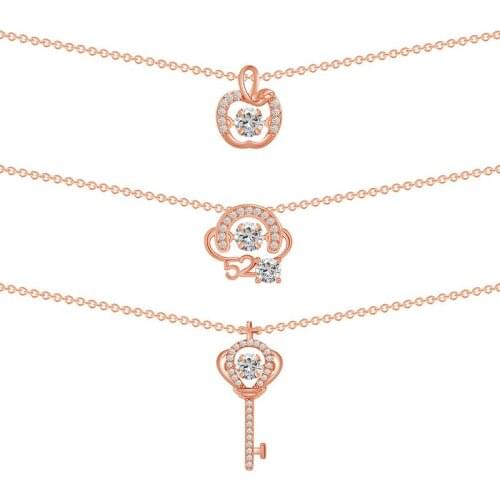 Crystal Key Necklace Micro-Encrusted Zircon Clavicle Chain Alloy Jewelry Female