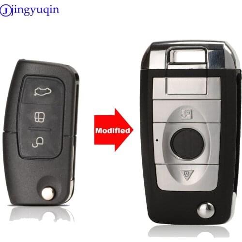 Jingyuqin 3 Button Modified Car Flip Key Shell Case for Ford Fiesta Focus 2 Ecosport Kuga Escape C Max Ka Fob