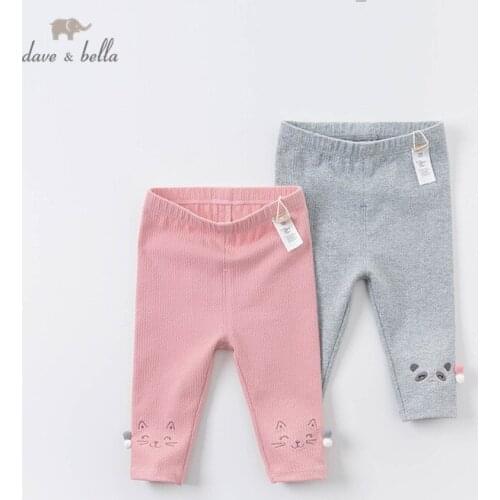 DBJ14432 dave bella autumn baby girls fashion cartoon ball pants children full length kids pants infant toddler trousers